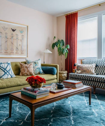 This Lived-In Rental Apartment Features a Gorgeous Mural and Expert Textile Layering