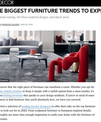 ELLE Decor - The Biggest Furniture Trends To Expect In 2020