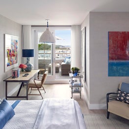 Hamptons / Sag Harbor Penthouse, Bedroom w/ textured wall covering