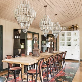 Dining room with hand-painted equestrian theme floor