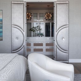 St. Petersburg, Florida Penthouse Master Closet with Custom Upholstered Doors