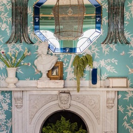 Boston Junior League Show House bedroom fireplace by Robin Gannon Interiors