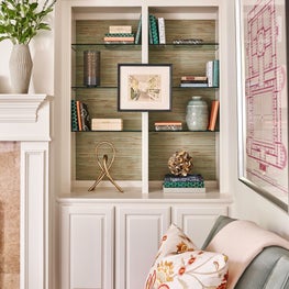 Study with Wallpapered Bookshelves