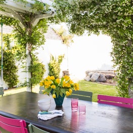 Dining al Fresco in a Colorful California Exterior Setting