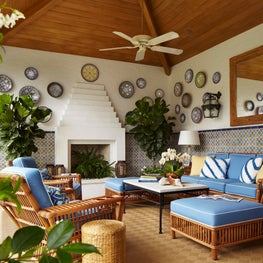 Palm Beach Loggia with a Bermuda-inspired outdoor fireplace.