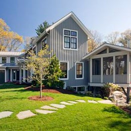 Contemporary Farmhouse Exterior with Black Mullions