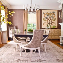 Brown and Cream Dining Room with Faux Snakeskin Chairs