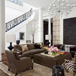 Boston Residence Living Room and Staircase