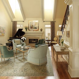 Roswell Residence, Living Room with paneled columns and piano