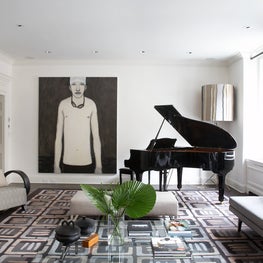 Upper East Side Apartment, Living Room w/ custom designed rug