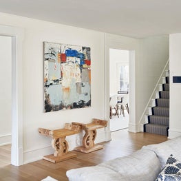 Hallway, Neutral Palette, Wall Art, Benches, Entryway — Pine Lake Project