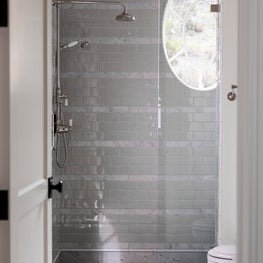 Bathroom shower with stone detail