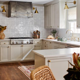 Dallas Kitchen with Moroccan tile backsplash and a custom hood