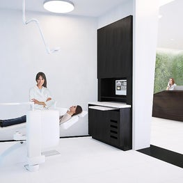 Avanti Dentistry, Rendering of Exam Room and Reception Desk