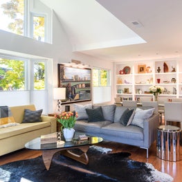 Open Plan Living & Dining Room in a Contemporary Bi-Level Condominium