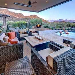 This backyard oasis combines the basics of interior design with outdoor living