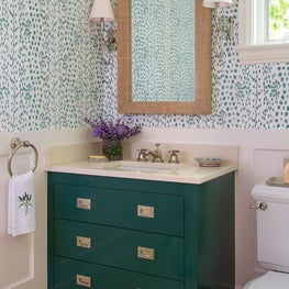Powder Room with Wallpaper