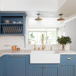 Coastal Kitchen in Blue and Brass