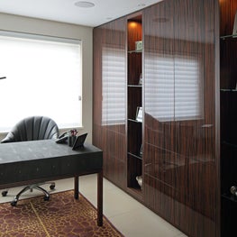 Bespoke joinery for home study - macassar ebony veneer 