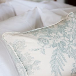 Upstate NY farmhouse, custom pillow detail.