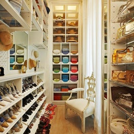 A well-organized accesories closet on Billionaires Row in palm Beach