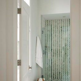 Bathroom with Grey Patterned Tile