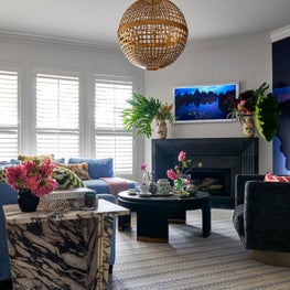 Cozy Transitional Family Room with Fireplace