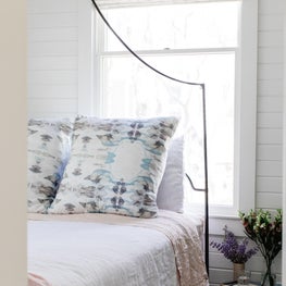 Seaside Cottage - Beachy Bedroom - Linen Bedding - Eskayel Print Euro Pillows