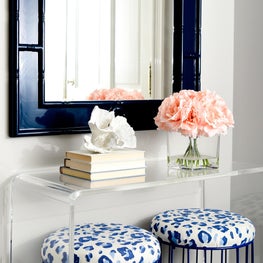 Blue and White Foyer Winnetka Residence