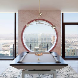 Cosmopolitan of Las Vegas - pool table & pink marble circle seat