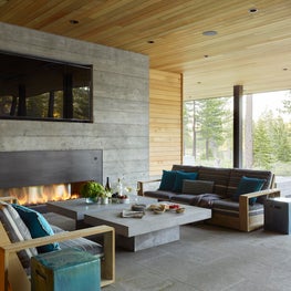 Tahoe Marvel, Outdoor living space with Sutherland teak sofas.