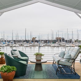 Patio Boat House Seating Area with custom cushions 
