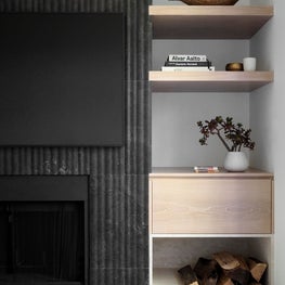 Mission Contemporary Living Room Fire Place