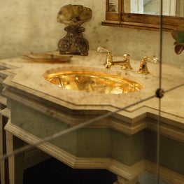 Atlanta Powder Room with Custom Vanity and glass sink