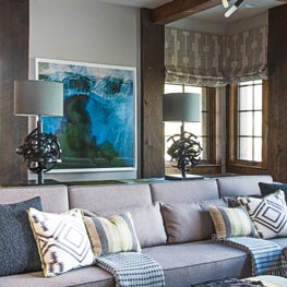 Montana Mountain Retreat Game Room with Wide Beam Ceiling Detail