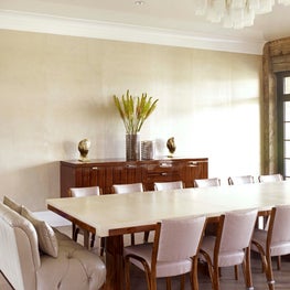 Bridgehampton Residence, Dining Room w/ artisan lighting