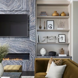 Family Room with Built-In Bookcases