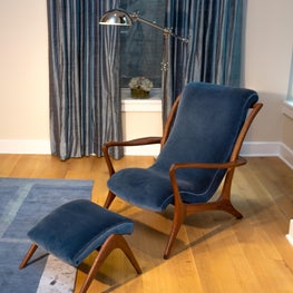 Bachelor Pad, New York - Master Bedroom detail with Vladimir Kagan lounge chair