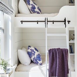 Coastal bunk room in purple and white