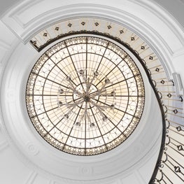 A laylight bathes a Georgia stair hall in light.