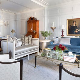 Traditional sitting room in pale color palette
