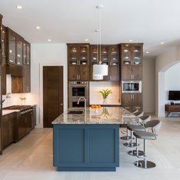 Portfolio: Functional contemporary kitchen in the Woodlands with see through glass cabinets