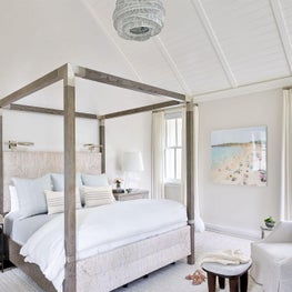 Master Bedroom, Cream Walls, Bernhardt Bed, Stark Carpet Rug, David Iatesta Side Tables, Roost Co Overhead Lighting, Circa Bedside Lighting, Jensen Nagle Art - Coastal-Inspired Chicago Project