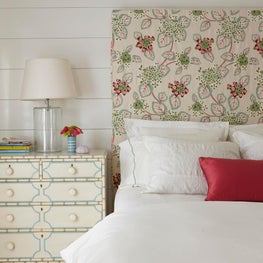 Bedroom with Custom Painted Nightstand at Chappaquiddick, Martha's Vineyard