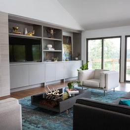 Westlake, TX Remodel Living Room Media wall bookcase