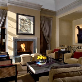 Buckhead Residence Living Area with plaster walls and original artwork