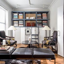 Lake Shore Drive Residence No. 2 Library with a Vintage Steelcase Bench.