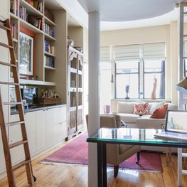 Bookcases and storage to un-clutter small spaces.