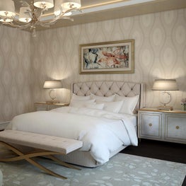 The gold sheen trim on the end tables and bench are a nice accent.