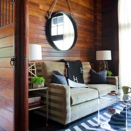 Barn Sitting Area with Rope Mirror and Loveseat